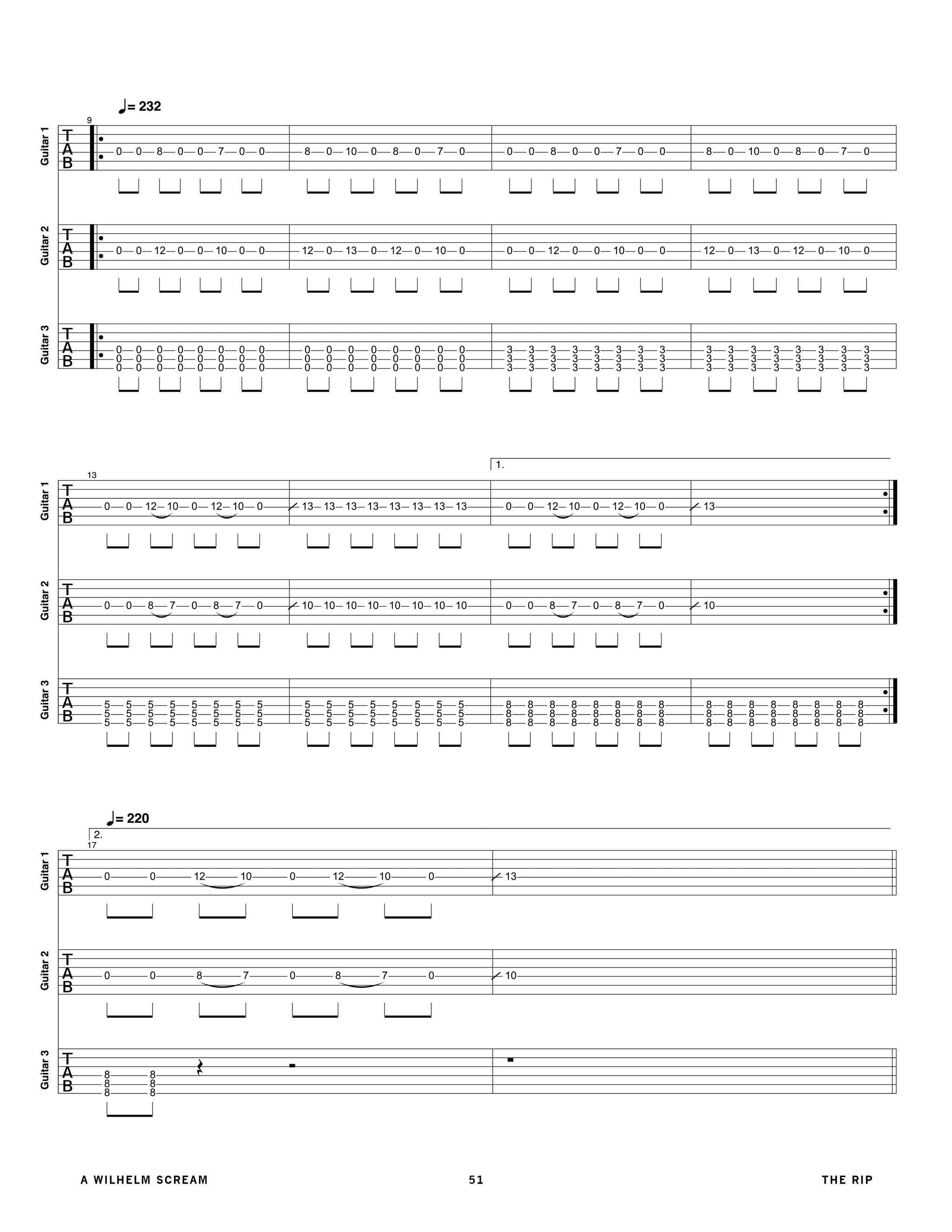 A Wilhelm Scream: Mute Print Official Guitar Tab Book – Sheet Happens