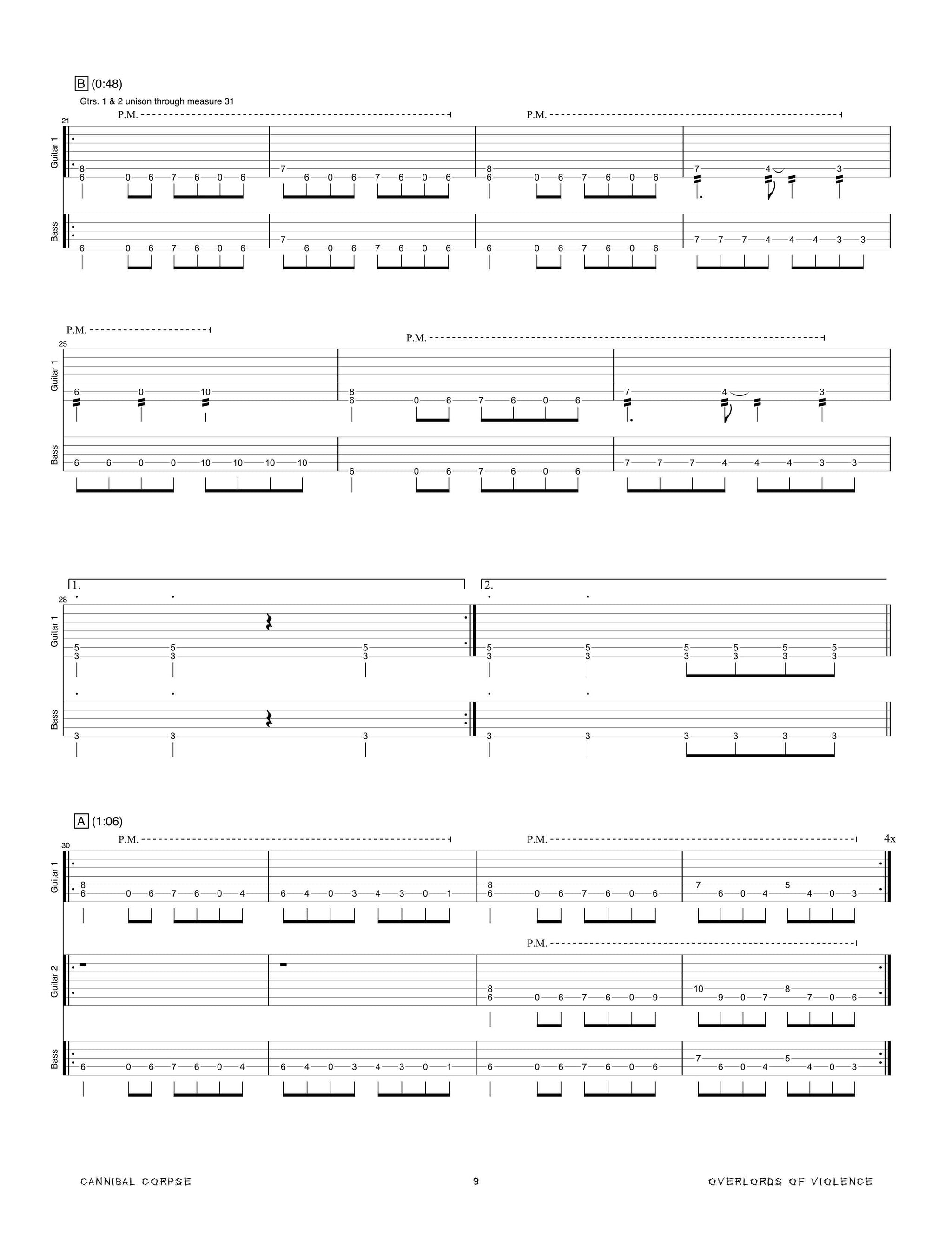 Cannibal Corpse: Chaos Horrific Official Guitar & Bass Tab Book