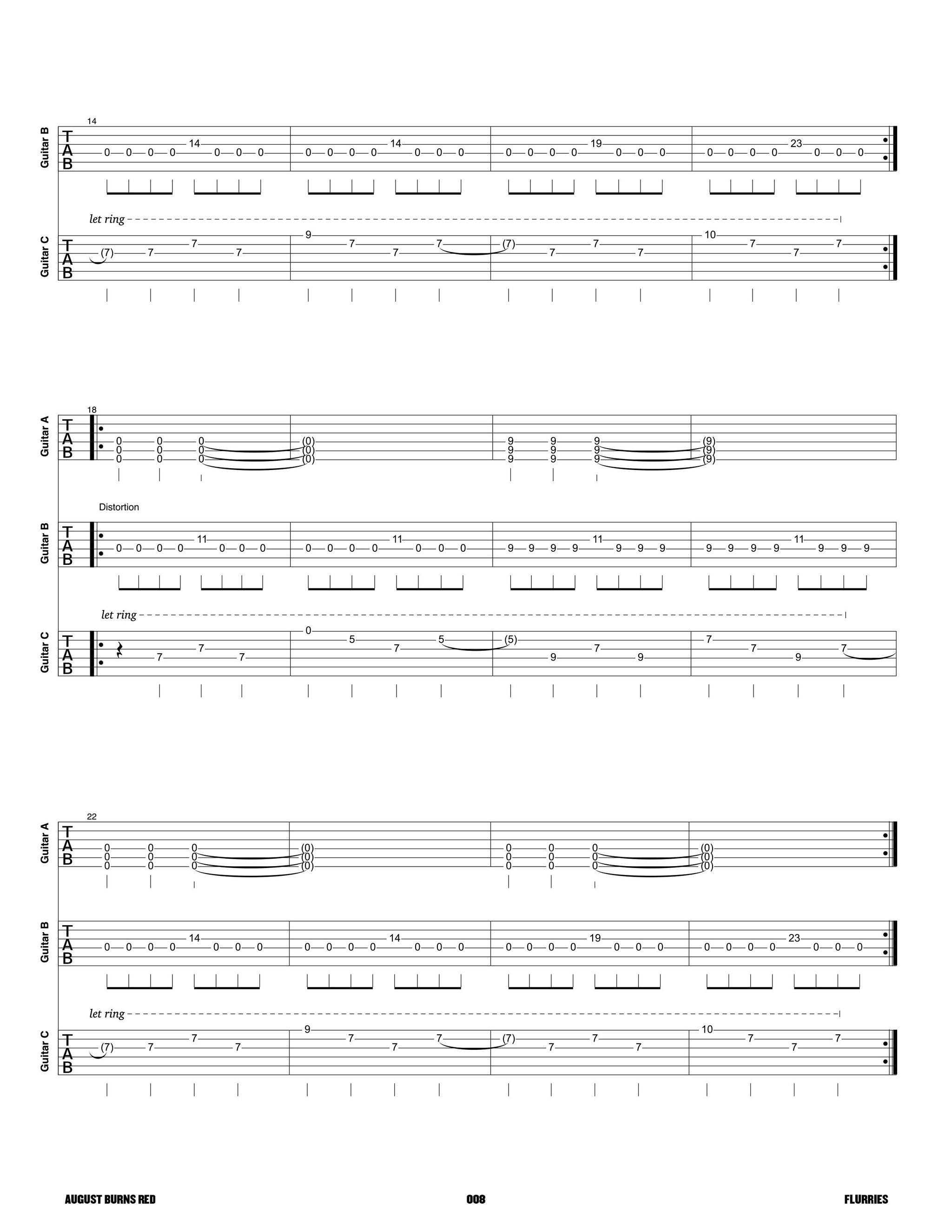 August Burns Red: Sleddin' Hill Official Guitar Tab Book – Sheet