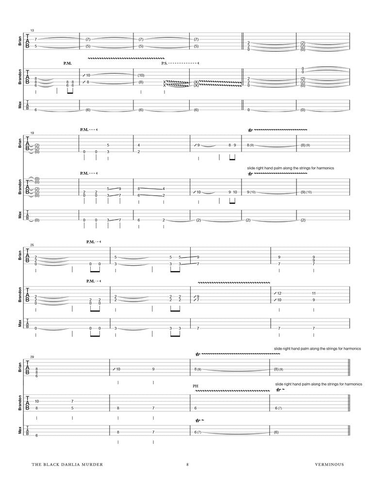 The Black Dahlia Murder: Verminous Official Guitar & Bass Tab Book